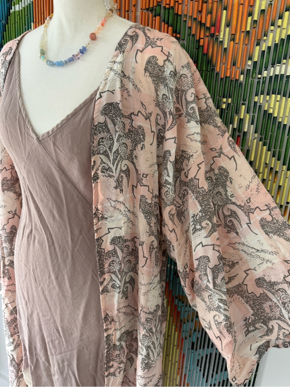 Wilfred Dusty Mauve Slip Dress with Kimono - Picture 5 of 10